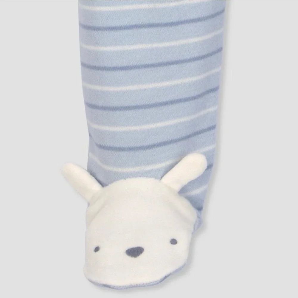 Carter's‎ Just One You Baby Blue Striped Bunny Footed Sleeper Pajamas NWT 9M